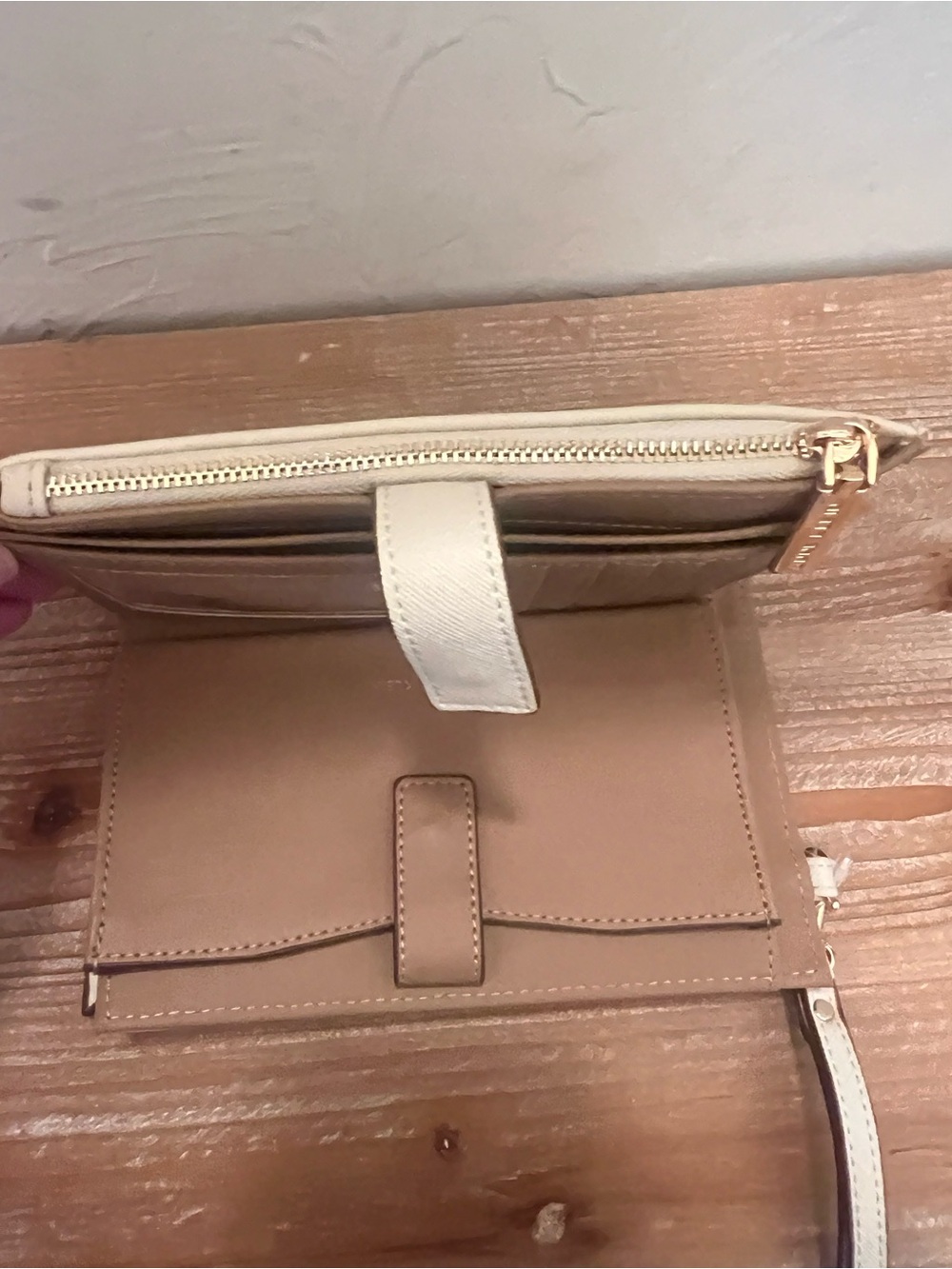 Anne Klein Cream Wristlet Clutch with Gold Hardware - Picture 4 of 8